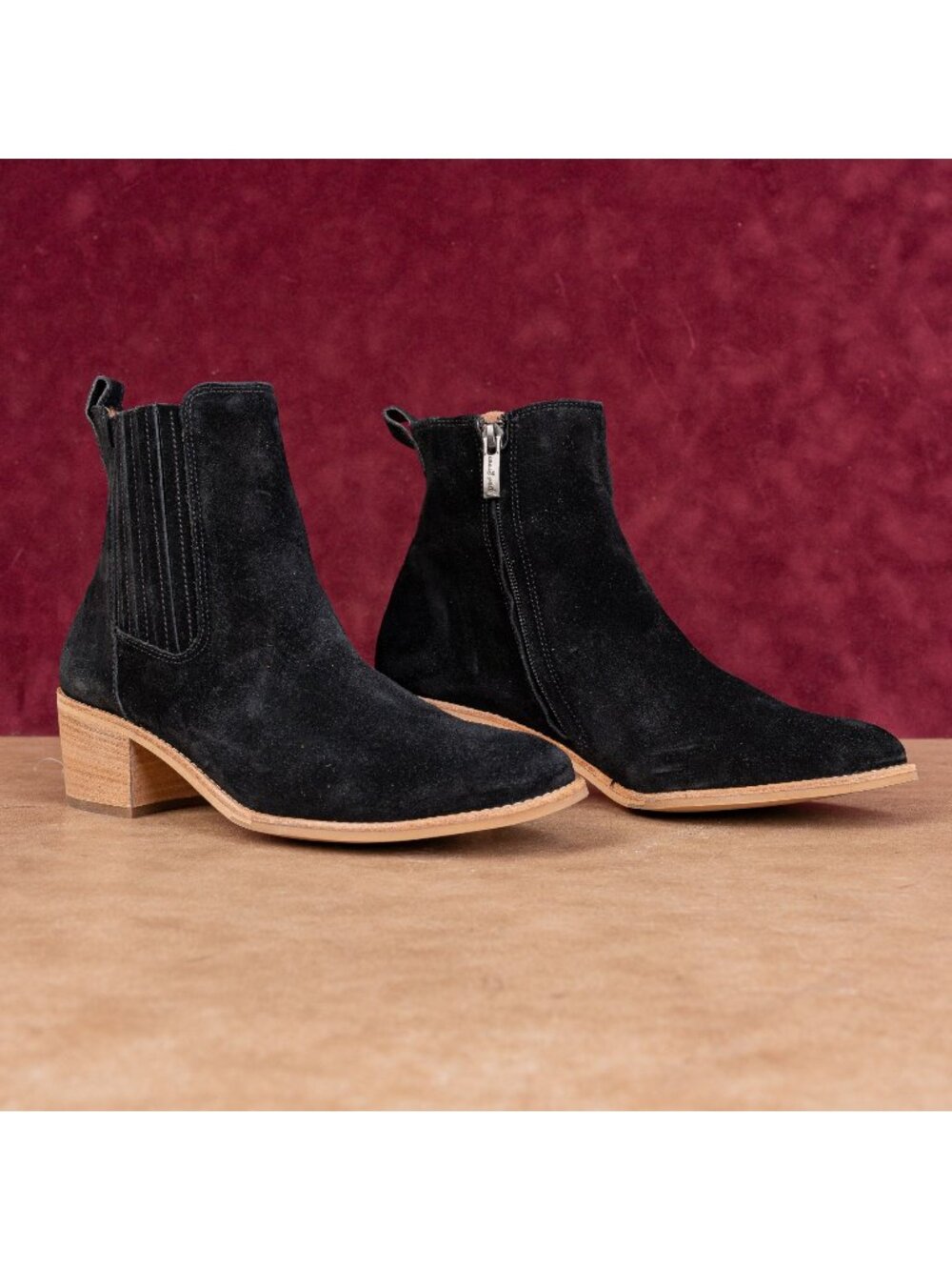 Paul Green Women Sante Zip Western Chelsea Black Suede Ankle Boots 8US AUS5.5